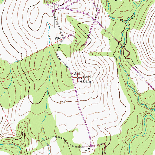 Topographic Map of Lord Cemetery, TX