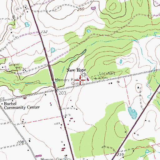 Topographic Map of Memory Park Cemetery, TX