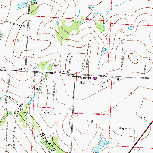 Topographic Map of Morris School, TX