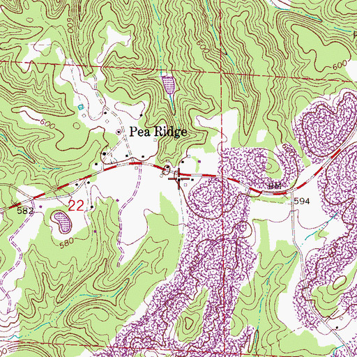 Topographic Map of Pea Ridge Church of Christ, AL