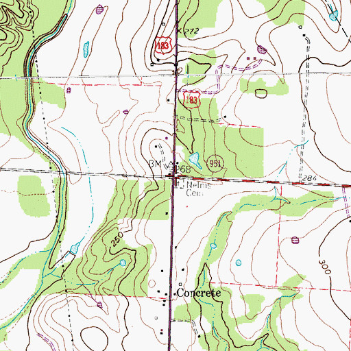 Topographic Map of Nelms Cemetery, TX