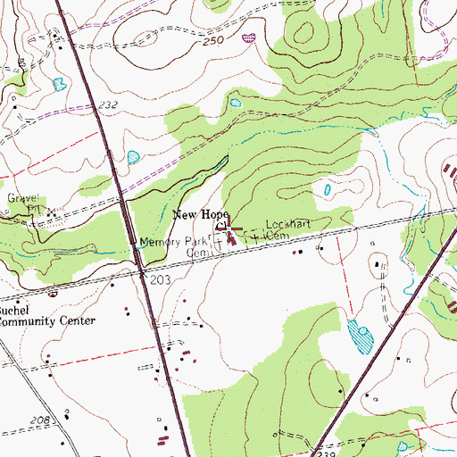Topographic Map of New Hope Church, TX