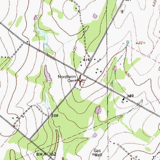 Topographic Map of Nordheim Cemetery, TX