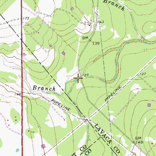 Topographic Map of Peck Branch, TX