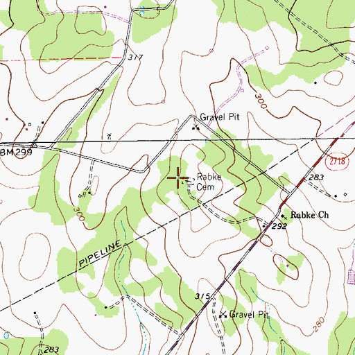 Topographic Map of Rabke Cemetery, TX