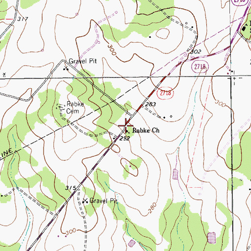Topographic Map of Rabke Church, TX