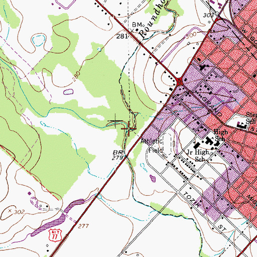 Topographic Map of Roundhouse Creek, TX