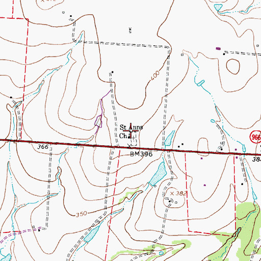 Topographic Map of Saint Anns Church, TX