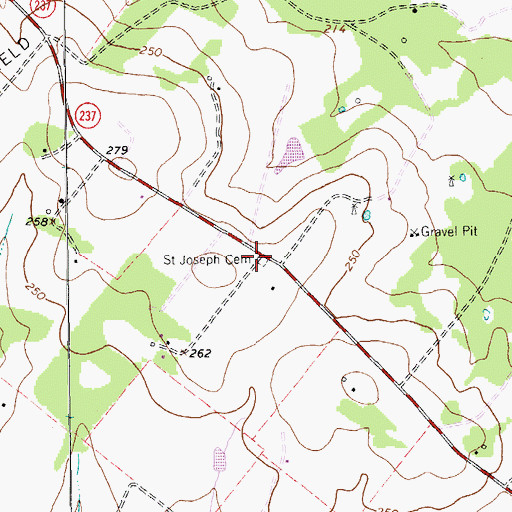 Topographic Map of Saint Joseph Cemetery, TX