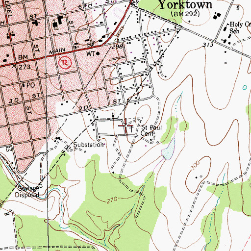 Topographic Map of Saint Paul Cemetery, TX