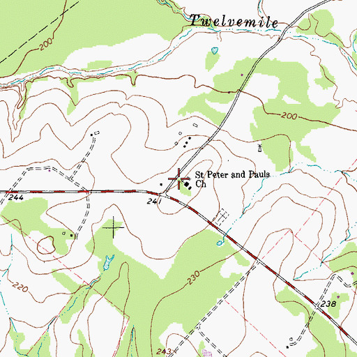 Topographic Map of Saint Peter and Pauls Church, TX