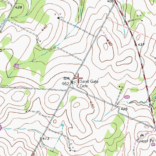 Topographic Map of Sand Gate Cemetery, TX