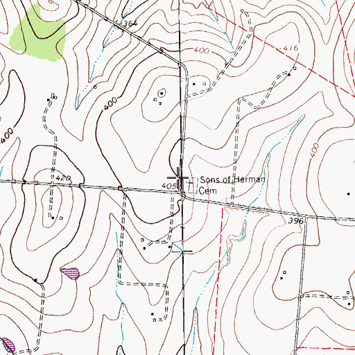 Topographic Map of Sons of Herman Cemetery, TX