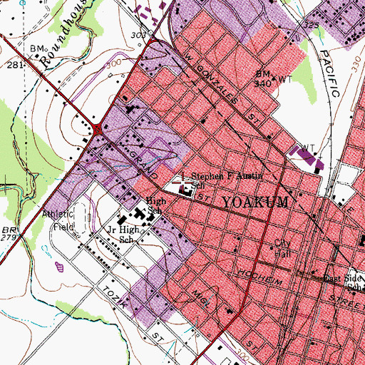 Topographic Map of Stephen F Austin School, TX