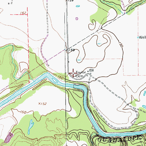 Topographic Map of Taylor Cemetery, TX