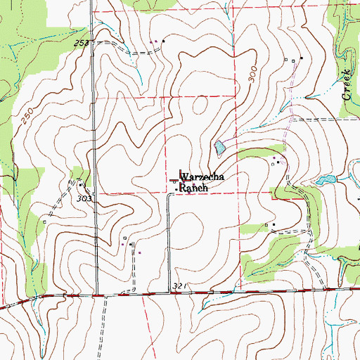 Topographic Map of Warzecha Ranch, TX