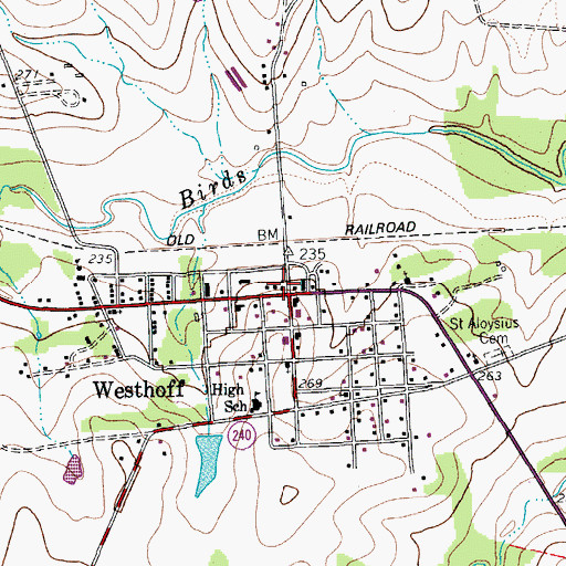 Topographic Map of Westhoff, TX
