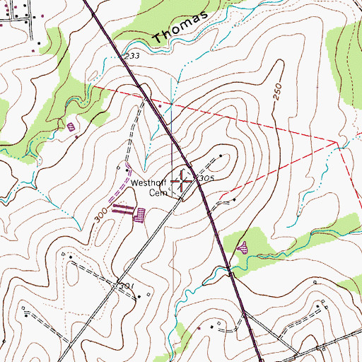 Topographic Map of Westhoff Cemetery, TX