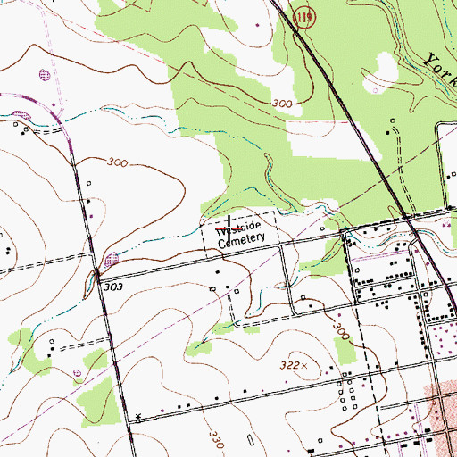 Topographic Map of Westside Cemetery, TX