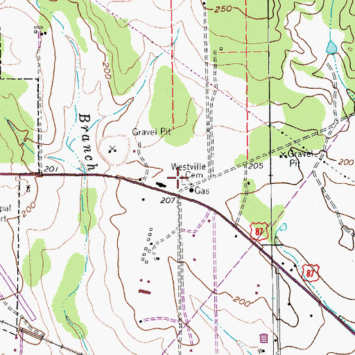 Topographic Map of Westville Cemetery, TX