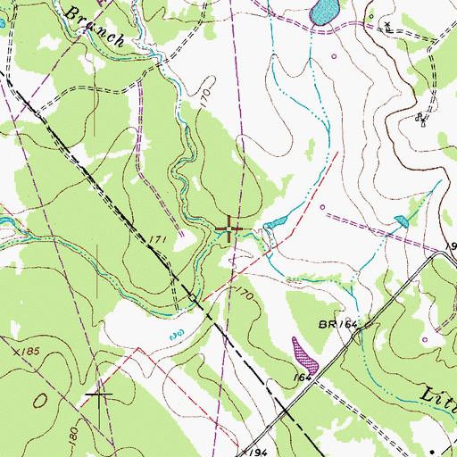 Topographic Map of Williams Branch, TX