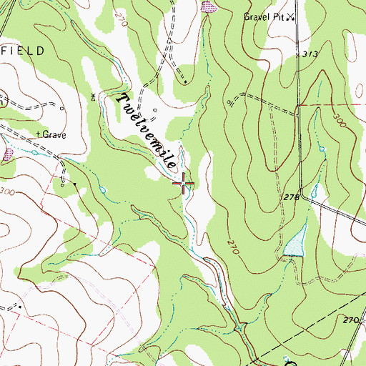 Topographic Map of Woods Creek, TX