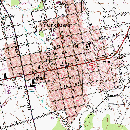 Topographic Map of Yorktown, TX