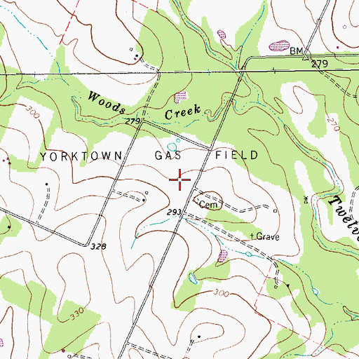 Topographic Map of Yorktown Gas Field, TX