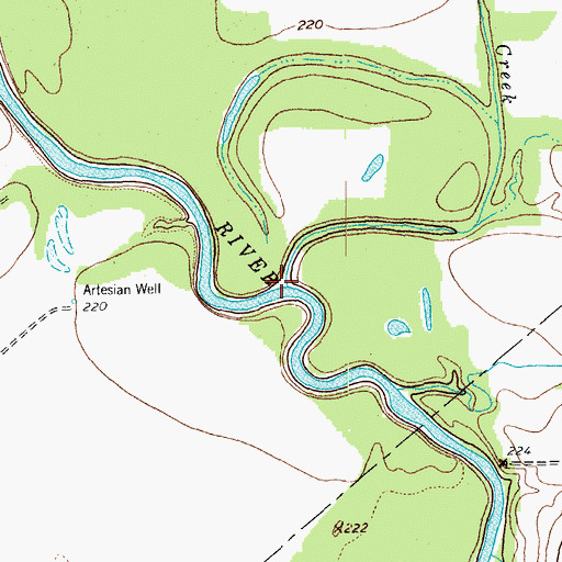 Topographic Map of Boggy Creek, TX