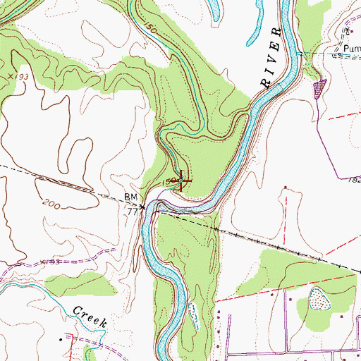Topographic Map of Sandies Creek, TX