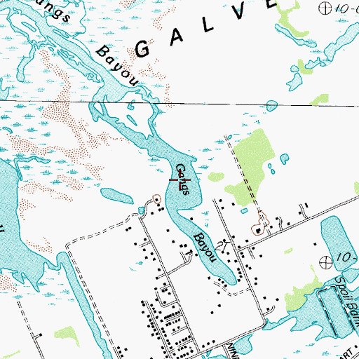 Topographic Map of Gangs Bayou, TX