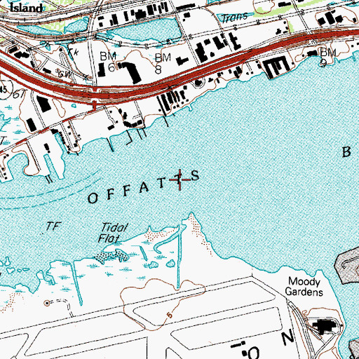 Topographic Map of Offatts Bayou, TX