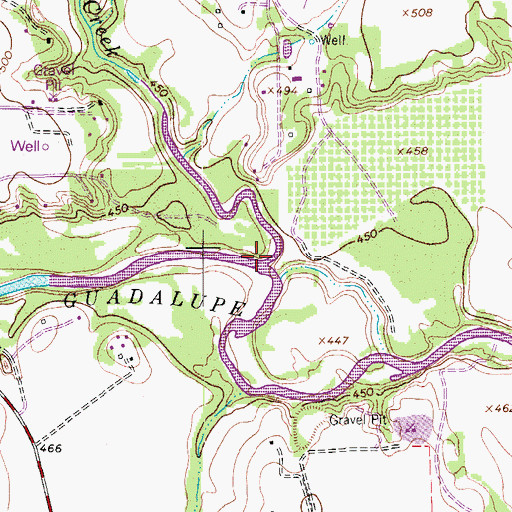 Topographic Map of Geronimo Creek, TX