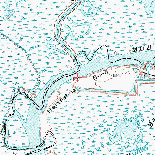 Topographic Map of Horseshoe Bend, TX