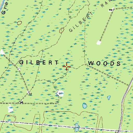 Topographic Map of Gilbert Woods, TX