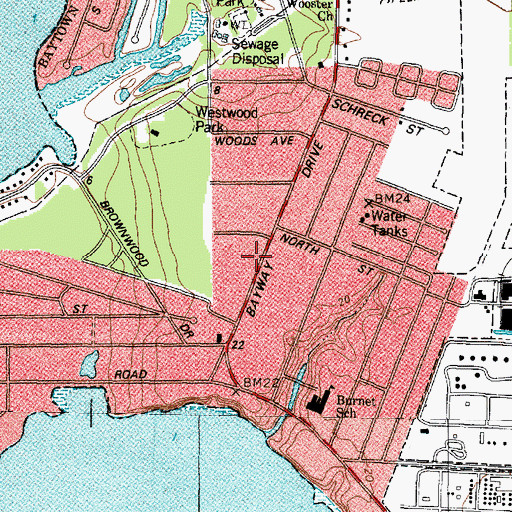 Topographic Map of Wooster, TX