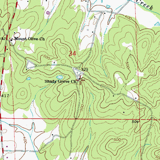 Topographic Map of Shady Grove School (historical), AL