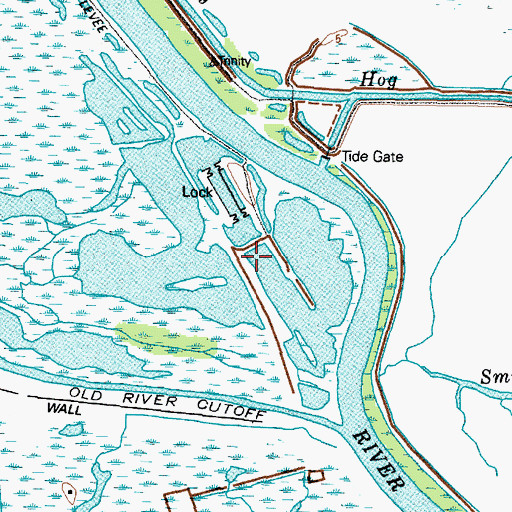 Topographic Map of Wallisville Lake, TX