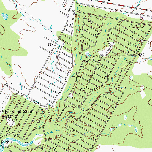 Topographic Map of Sherwood Shores, TX