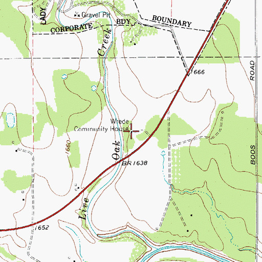 Topographic Map of Wrede Community House, TX