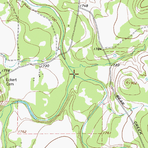 Topographic Map of Left Bear Creek, TX