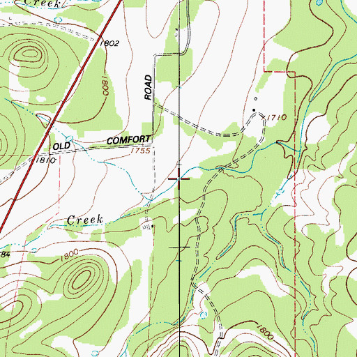 Topographic Map of Meusebach Creek, TX
