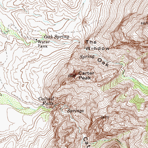 Topographic Map of Carter Peak, TX