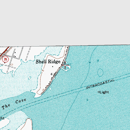 Topographic Map of Shell Ridge, TX
