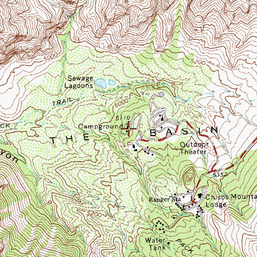 Topographic Map of The Basin, TX