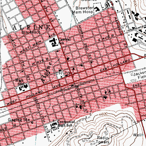 Topographic Map of Alpine, TX