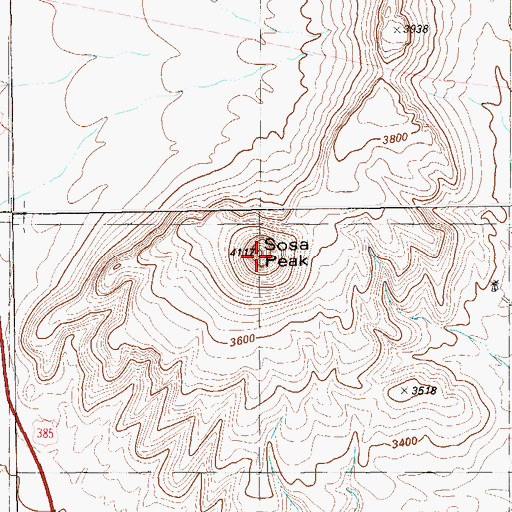 Topographic Map of Sosa Peak, TX