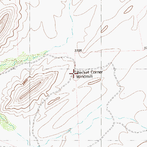 Topographic Map of Beckett Corner Windmill, TX