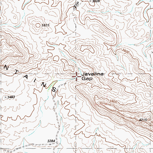 Topographic Map of Javelina Gap, TX