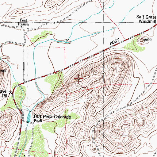 Topographic Map of Pea Colorado, TX
